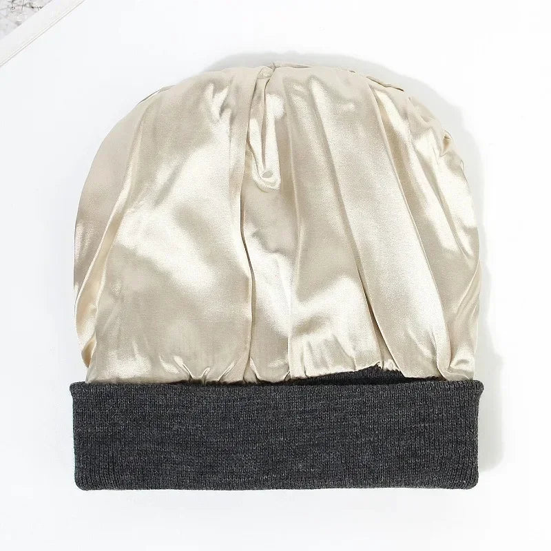 Satin-Lined Knit Beanie