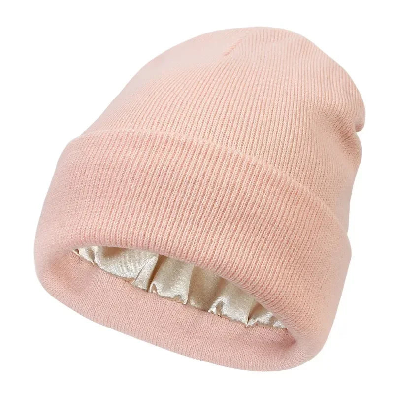 Satin-Lined Knit Beanie
