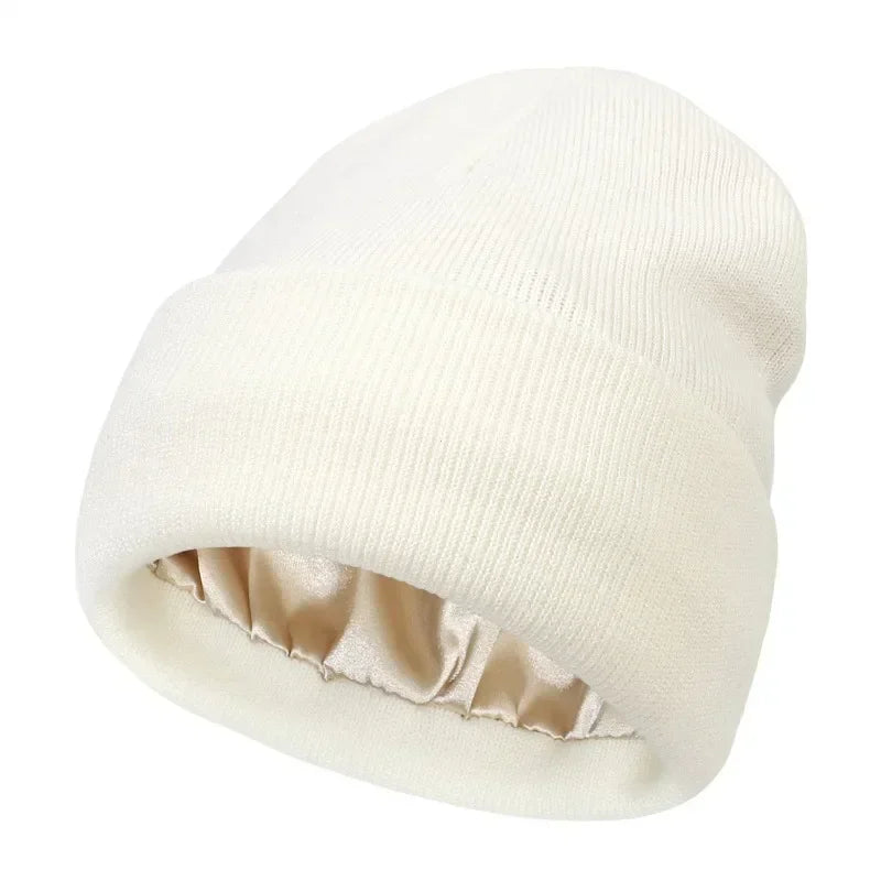 Satin-Lined Knit Beanie
