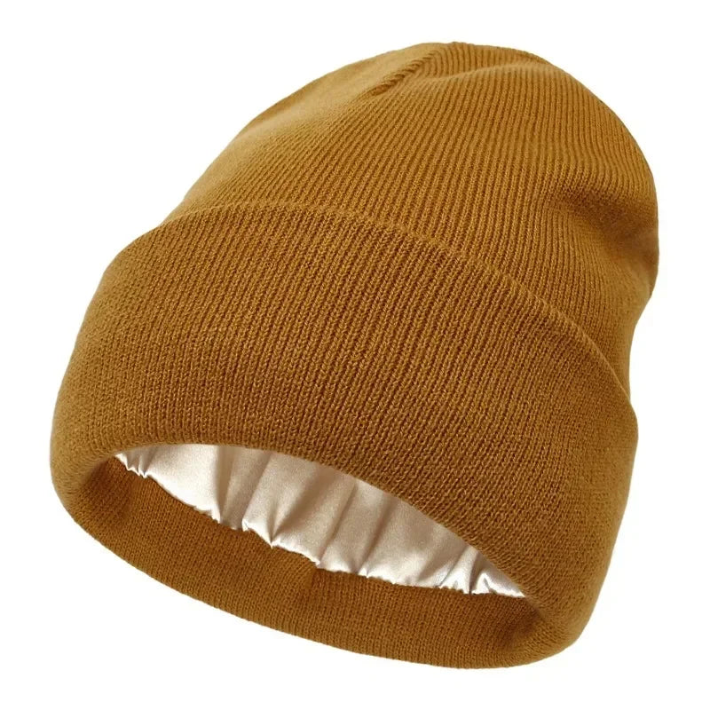 Satin-Lined Knit Beanie