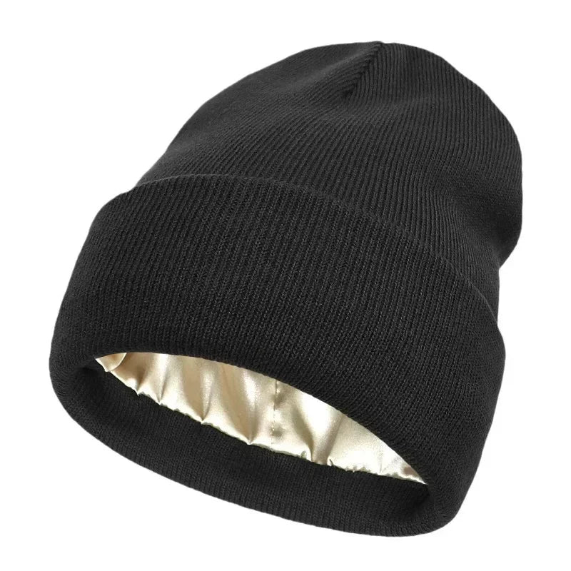 Satin-Lined Knit Beanie