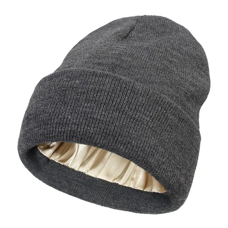 Satin-Lined Knit Beanie